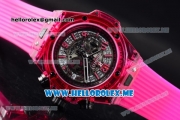 Hublot Big Bang UNICO Sapphire All Red Miyota Quartz Sapphire Crystal Case with Skeleton Dial and Red Rubber Strap Stick/Arabic Numeral Markers