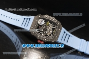 Richard Mille RM35-02 Carbon Fiber With Miyota 9015 Movement 1:1 Clone Blue Rubber