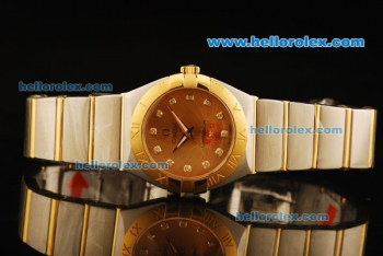 Omega Constellation Swiss ETA Quartz Movement Steel Case with Gold Case and Gold Dial - Lady Model