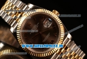 Rolex Datejust 37mm Swiss ETA 2836 Automatic Two Tone with Pink Dial and Roman Markers