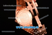 Audemars Piguet Royal Oak 33MM Miyota Quartz Rose Gold Case/Bracelet with Blue Dial Stick Markers and Diamonds Bezel (EF)