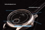 IWC Portuguese Vintage Swiss ETA 2836 Automatic Steel Case with Black Dial - Numeral Markers and Black Leather Strap