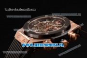 Hublot Big Bang Unico Chrono Swiss Valjoux 7750 Automatic Rose Gold Case with Skeleton Dial and Black Rubber Strap - 1:1 Original