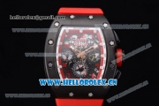 Richard Mille RM011-FM Asia ST25 Automatic PVD Case with Skeleton Dial Arabic Numeral Markers and Red Rubber Strap White Inner Bezel