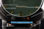 Panerai Luminor Marina 1950 3 Days PAM 033 Asia ST25 Automatic Steel Case with Green Dial and Grey Leather Strap Stick/Arabic Numeral Markers