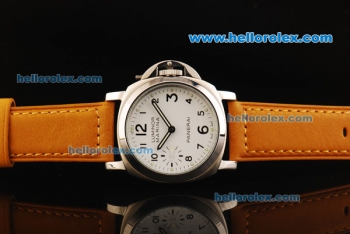 Panerai Luminor Marina PAM113E Manual Winding Movement White Dial with Black Arabic Numerals and Leather Strap