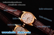 Patek Philippe Classic Automatic Gold Case and Marking with White Dial and Brown Leather Strap