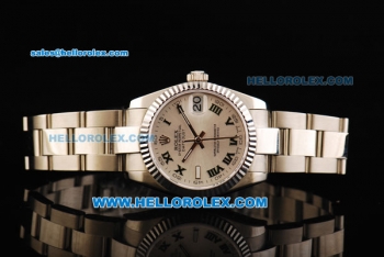 Rolex Datejust Automatic Movement Steel Case and Strap with White Dial and Green Roman Numerals-Lady Model