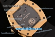 Richard Mille Tourbillon RM 057 Dragon Swiss ETA 2824 Automatic Yellow Gold&Diamonds Case with Black Rubber Strap and Gold Dragon Dial - 1:1 Original