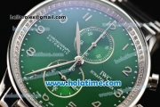 IWC Portuguese Chrono Miyota Quartz Full Steel with Green Dial and Arabic Numeral Markers