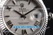 Rolex Day-Date Clone Rolex 3255 Automatic Stainless Steel Case/Bracelet with White Dial and Roman Numeral Markers