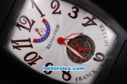 Franck Muller Tourbillon Revolution Working Power Reserve Automatic PVD Case with White Dial and Black Rubber Strap