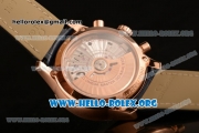 Omega De Ville Co-axial Chronograph Clone Omega 9300 Automatic Rose Gold Case with Blue Dial and Blue Leather Strap (EF)