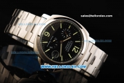 Panerai PAM 090 Luminor Power Reserve Automatic Movement Full Steel with Black Dial and Green Stick/Numeral Markers
