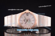 Omega Constellation Co-Axial Swiss ETA 2824 Automatic Steel Case with Rose Gold Bezel and Rose Gold Stick Markers- White MOP Dial