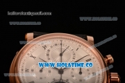 Patek Philippe Grand Complication Chrono Venus 7750 Manual Winding Rose Gold Case with White Dial Black Leather Strap and Roman Numeral Markers