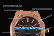 Audemars Piguet Royal Oak 41 Clone AP Calibre 3120 Automatic Rose Gold Case with Blue Dial Stick Markers and Black Leather Strap (BP)