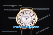 Cartier Rotonde De Tourbillon Asia 6497 Manual Winding Yellow Gold Case with White Dial and Roman Numeral Markers Black Leather Strap