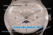 Patek Philippe Grand Complications Perpetual Calendar Miyota Quartz Steel Case with Grey Dial and Silver Stick Markers