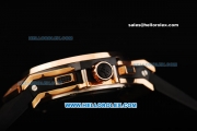 Hublot Big Bang Chronograph Miyota Quartz Movement Gold Case with Blue Dial and Black Rubber Strap - Lady Size