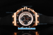 Audemars Piguet Ruben Baracello Limited Swiss Valjoux 7750 Chronograph Movement Black Grid Dial with Black Bezel and Rose Gold Case-Black Leather Strap