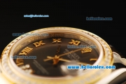 Rolex Datejust Automatic Movement ETA Coating Case with Chocolate Dial and Diamond Bezel-Two Tone Strap