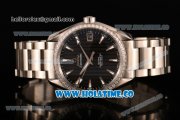 Omega Aqua Terra 150 M Co-Axial Clone Omega 8501 Automatic Steel Case/Bracelet with Black Dial and Stick Markers - Diamonds Bezel(EF)