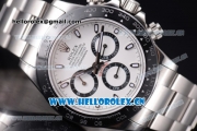 Rolex Daytona Chronograph Clone Rolex 4130 Automatic Stainless Steel Case/Bracelet with White Dial and Stick Markers (BP)