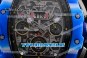 Richard Mille RM 11-03 Swiss Valjoux 7750 Automatic PVD Case with Skeleton Dial and Black Rubber Strap Blue Bezel