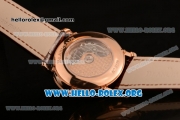 BlancPain Villeret Miyota 9015 Automatic Rose Gold Case with White Dial and Brown Leather Strap (ZF)