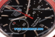 Tag Heuer Carrera Calibre 18 Chronograph Miyota Quartz Steel Case with Black Dial Stick Markers and Red/Black Nylon Strap - Red Inner Bezel