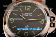 Panerai Luminor Pam 000 Logo Asia 6497 Manual Winding Movement Steel Case with Black Dial and Brown Leather Strap