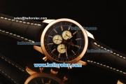 Breitling Transocean Chronograph Quartz Rose Gold Case with Black Dial and Black Leather Strap