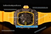 Richard Mille RM35-01 Bubba Watson Tourbillon Manual Winding Carbon Fiber Case with Skeleton Dial and White Dot Markers - Yellow Inner Bezel