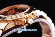 Rolex Daytona Oyster Perpetual Swiss Valjoux 7750 Chronograph Movement Full Rose Gold with Black Dial and Stick Markers