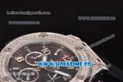 Hublot Big Bang Chrono Miyota OS20 Quartz Diamonds/Steel Case with Black Dial and Diamonds Bezel