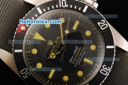 Rolex Submariner Swiss ETA 2836 Automatic Movement Black Dial with Yellow Hands and Grey Nylon Strap