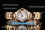 Cartier Ballon Bleu De Small Swiss Quartz Yellow Gold Case/Bracelet with Silver Dial and Black Roman Numeral Markers