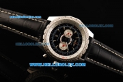 Breitling Bentley Supersports Chronograph Miyota Quartz Movement Steel Case with Black Dial and Black Leather Strap