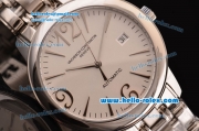 Vacheron Constantin Patrimony Swiss ETA 2824 Automatic Steel Case Steel Bezel with Steel Strap White Dial Numeral/Stick Markers