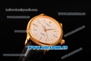 Rolex Cellini Time Asia 2813 Automatic Yellow Gold Case with White Dial Black Leather Strap and Stick Markers