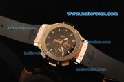 Hublot Aero Bang Chronograph Swiss Valjoux 7750 Automatic Movement Rose Gold Case with Titanium Bezel and Black Rubber Strap