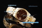 Rolex Datejust Automatic Movement ETA Coating Case with Brown Dial and Two Tone Strap