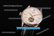 Rolex Cellini Tourbillon Swiss ETA 2824 Automatic Steel Case with Silver Stick Markers Black Leather Strap and White Dial