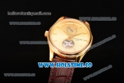 Patek Philippe Calatrava Tourbillon Swiss ETA 2824 Automatic Yellow Gold Case with Stick Markers and Gold Dial