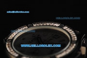 Hublot Big Bang Chronograph Swiss Quartz Movement PVD Case with Diamond Bezel and Black Rubber Strap-Lady Model