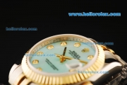 Rolex Datejust Automatic Movement ETA Case with Blue MOP Dial and Two Tone Strap