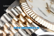 Rolex Datejust Clone Swiss ETA 2836 Automatic K Gold Case with White Dial Diamonds Markers and Two Tone Bracelet BP