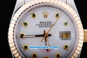 Rolex Datejust Automatic Two Tone with Gold Bezel and Green Diamond Markers