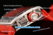 Richard Mille Felipe Massa Flyback Chrono Swiss Valjoux 7750 Automatic Steel Case with Skeleton Dial Numeral Markers and Red Rubber Bracelet